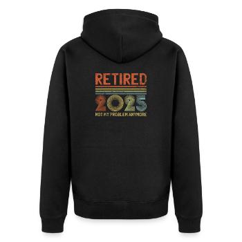 Retraité 2025 Vintage Style Design - Veste à capuche bio Premium Unisexe - noir - Dos - Nico (187cm)
