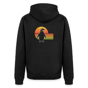 Penguin silhouette sunset design - Unisex Premium Organic Zip Hoodie - black - Back - Nico (187cm)