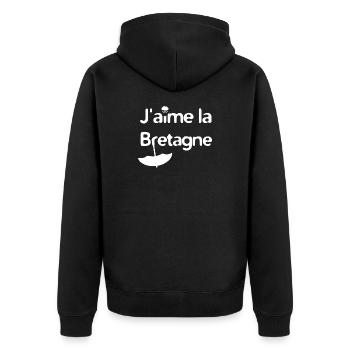 Ich liebe die Bretagne - Unisex Premium Bio Zip Hoodie - Schwarz - Hinten - Nico (187cm)