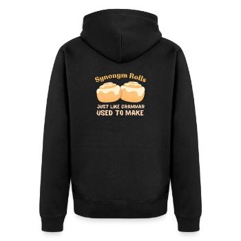 Synonym Rolls Grammatik Humor Design - Unisex Premium Bio Zip Hoodie - Schwarz - Hinten - Nico (187cm)