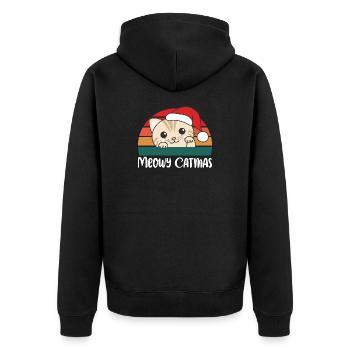 Joyeux Noël, drôle de jeu de mots sur les chats - Veste à capuche bio Premium Unisexe - noir - Dos - Nico (187cm)