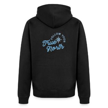 Motif de boussole avec message d'aventure - Veste à capuche bio Premium Unisexe - noir - Dos - Nico (187cm)
