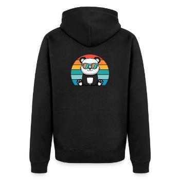 Asian Panda Bear Retro Sunglasses Panda - Unisex Premium Organic Zip Hoodie - black - Back - Nico (187cm)