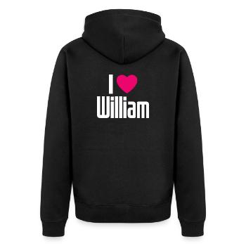 I Love William Pinkes Herz Ich liebe William - Unisex Premium Bio Zip Hoodie - Schwarz - Hinten - Nico (187cm)