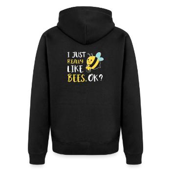 Cute Bee Cartoon Honey Bee Bee Fan - Unisex Premium Organic Zip Hoodie - black - Back - Nico (187cm)