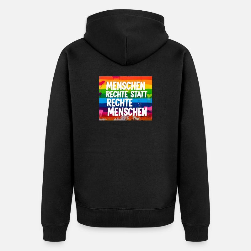 Menschenrechte statt rechte Menschen Statement - Unisex Premium Bio Zip Hoodie - Schwarz
