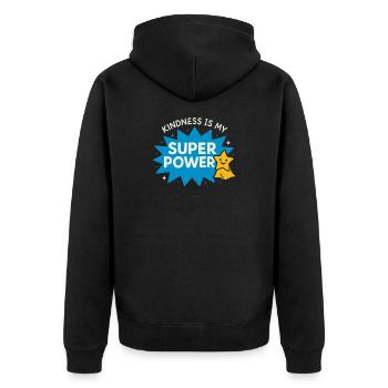 Anti-mobbing-freundlichkeit, Stehen Sie - Unisex Premium Bio Zip Hoodie - Schwarz - Hinten - Nico (187cm)