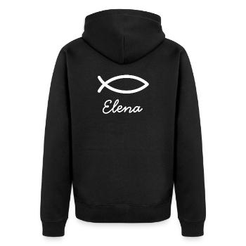 Elena christlicher Name mit E Mädchenname Taufe - Unisex Premium Bio Zip Hoodie - Schwarz - Hinten - Nico (187cm)