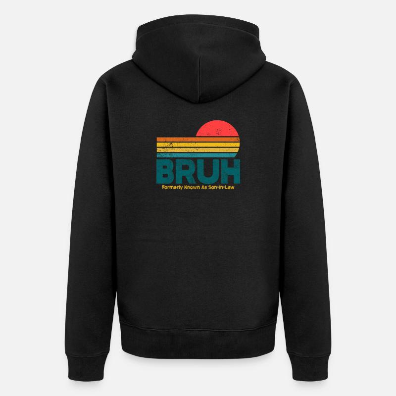 Bruh Sunset Retro-Meme-Design - Unisex Premium Bio Zip Hoodie - Schwarz