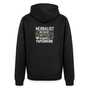 Zertifizierte Regulierungsbekleidung für klinische Praktiker - Unisex Premium Bio Zip Hoodie - Schwarz - Hinten - Nico (187cm)