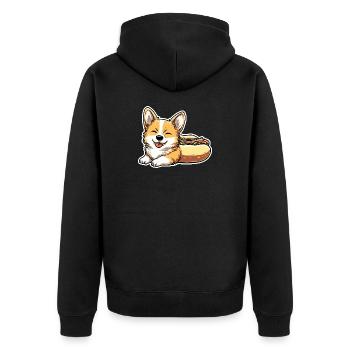 Collant en forme de pain pour hot-dogs Corgi mignon - Veste à capuche bio Premium Unisexe - noir - Dos - Nico (187cm)