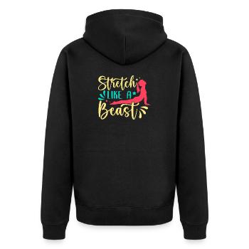 Yoga : étirement comme une bête, yoga drôle - Veste à capuche bio Premium Unisexe - noir - Dos - Nico (187cm)