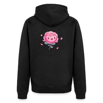 Kuschelige Rosa Rose Cartoon - Unisex Premium Bio Zip Hoodie - Schwarz - Hinten - Nico (187cm)