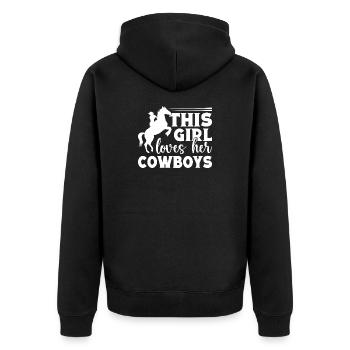 Rodeo Horse Riding This Girl Loves Her Cowboys - Unisex Premium Bio Zip Hoodie - Schwarz - Hinten - Nico (187cm)