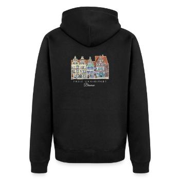 Free Hanseatic City of Bremen - Row of Houses Drawing - Unisex Premium Organic Zip Hoodie - black - Back - Nico (187cm)