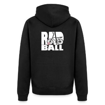 Radball, Cycleball, Hallenradsport - Unisex Premium Bio Zip Hoodie - Schwarz - Hinten - Nico (187cm)