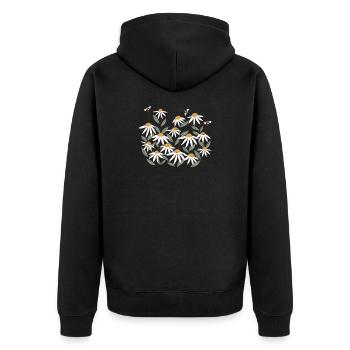 Wildblume mit Bienen - Unisex Premium Bio Zip Hoodie - Schwarz - Hinten - Nico (187cm)