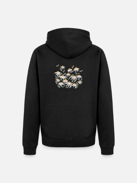 Wildflower with bees - Unisex Premium Organic Zip Hoodie - black