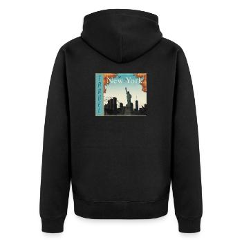 New York Travel Retro Reiseposter - Unisex Premium Bio Zip Hoodie - Schwarz - Hinten - Nico (187cm)