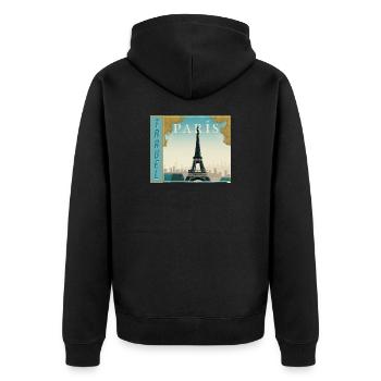Paris Travel Retro Reiseposter - Unisex Premium Bio Zip Hoodie - Schwarz - Hinten - Nico (187cm)