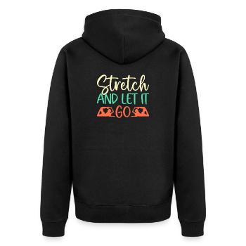Yoga Stretch & Let It Go Funny Yoga - Unisex Premium Bio Zip Hoodie - Schwarz - Hinten - Nico (187cm)