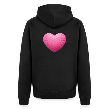 Pink Heart Golfball-Textur - Unisex Premium Bio Zip Hoodie - Schwarz - Hinten - Nico (187cm)