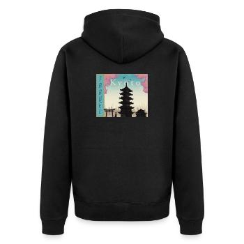 Kyoto Pagode im Abendlicht-Tavel Kyoto Japan - Unisex Premium Bio Zip Hoodie - Schwarz - Hinten - Nico (187cm)