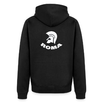 ROMA - Unisex Premium Bio Zip Hoodie - Schwarz - Hinten - Nico (187cm)