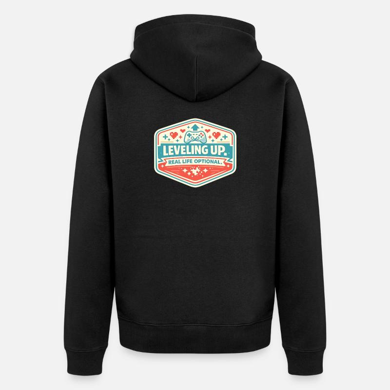 Level Up - Unisex Premium Bio Zip Hoodie - Schwarz