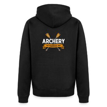Archery Archery Archer - Unisex Premium Organic Zip Hoodie - black - Back - Nico (187cm)