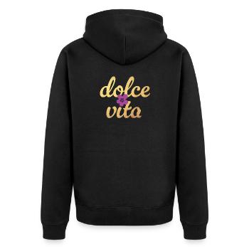 Citation de la fleur de luxe Dolce Vita Flower Blossom Gold - Veste à capuche bio Premium Unisexe - noir - Dos - Nico (187cm)