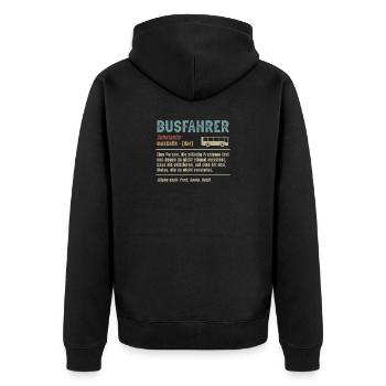Linienbus Busfahrer Schulbus Busfahrerin Bus - Unisex Premium Bio Zip Hoodie - Schwarz - Hinten - Nico (187cm)