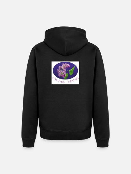 FOREVER SPRING Lilac Photo Print  - Unisex Premium Organic Zip Hoodie - black