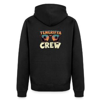 Teneriffa Crew - Unisex Premium Bio Zip Hoodie - Schwarz - Hinten - Nico (187cm)