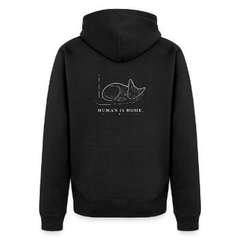 Sphynx Cat – Human Is Home - Unisex Premium Organic Zip Hoodie - black - Back - Nico (187cm)