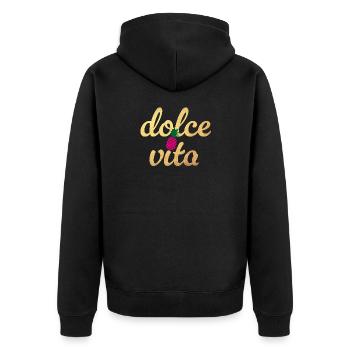 Dolce Vita Quote Pineapple Party Gold Joie de vivre - Unisex Premium Organic Zip Hoodie - black - Back - Nico (187cm)