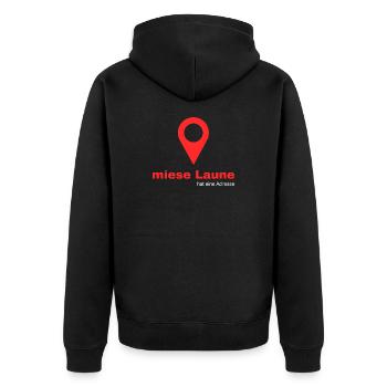 Miese Laune hat eine Adresse - GPS Needle  - Unisex Premium Bio Zip Hoodie - Schwarz - Hinten - Nico (187cm)