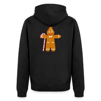 Lebkuchenmann geht wandern - Unisex Premium Bio Zip Hoodie - Schwarz - Hinten - Nico (187cm)