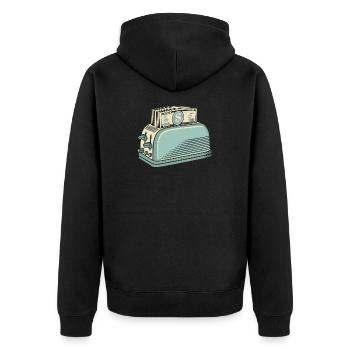 Money Toaster Cash Hustle lustiges T-Shirt-Design - Unisex Premium Bio Zip Hoodie - Schwarz - Hinten - Nico (187cm)
