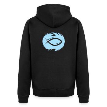 Fish Water Illustration Symbol Logo icon Christ - Unisex Premium Organic Zip Hoodie - black - Back - Nico (187cm)