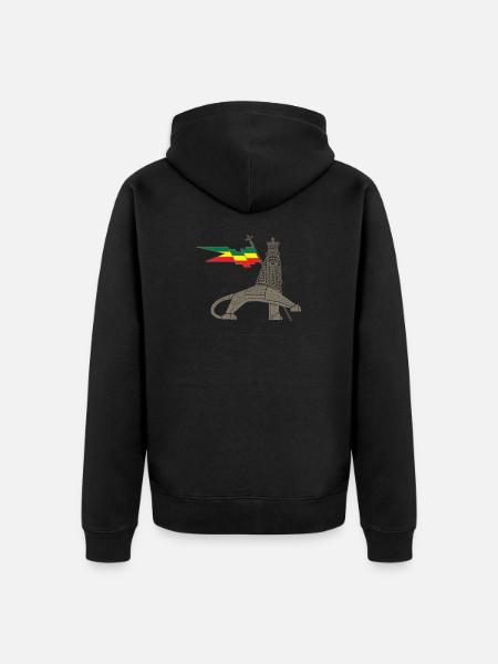 Königslöwe mit äth Flaggenbalken - Unisex Premium Bio Zip Hoodie - Schwarz