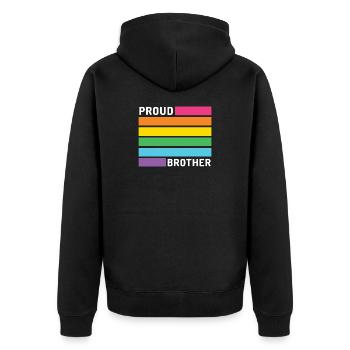 Pride Month LGBT - Stolzer Bruder - Unisex Premium Bio Zip Hoodie - Schwarz - Hinten - Nico (187cm)