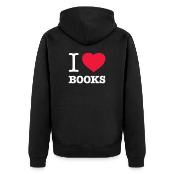 I LOVE BOOKS Reading Books - Unisex Premium Organic Zip Hoodie - black - Back - Nico (187cm)