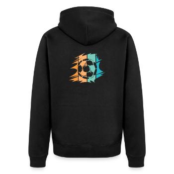 retro Fußball Team Verein Illustration Ballsymbol - Unisex Premium Bio Zip Hoodie - Schwarz - Hinten - Nico (187cm)