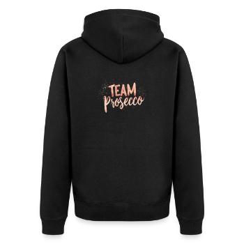Team Prosecco! - Unisex Premium Bio Zip Hoodie - Schwarz - Hinten - Nico (187cm)
