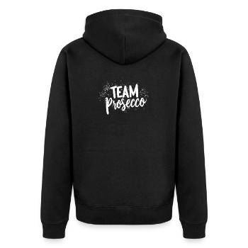 Team Prosecco! - Unisex Premium Bio Zip Hoodie - Schwarz - Hinten - Nico (187cm)