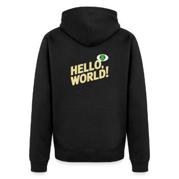 Playful Alien Hello World Design - Unisex Premium Organic Zip Hoodie - black - Back - Nico (187cm)