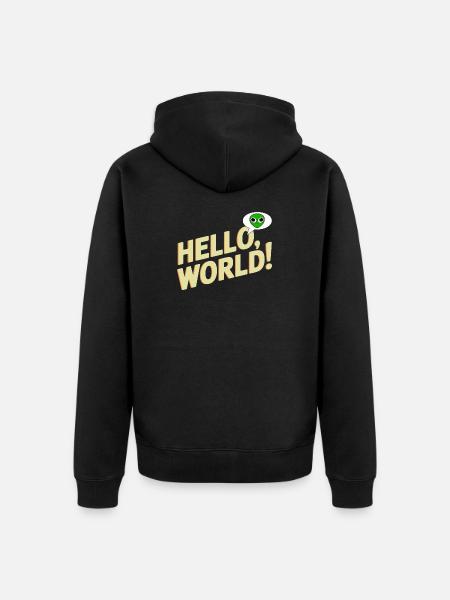 Verspieltes Alien Hello World Design - Unisex Premium Bio Zip Hoodie - Schwarz