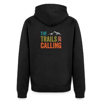Die Spuren rufen - Unisex Premium Bio Zip Hoodie - Schwarz - Hinten - Nico (187cm)