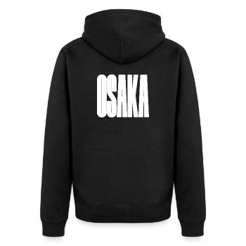Osaka - Japan Stadt Fette Typografie - Unisex Premium Bio Zip Hoodie - Schwarz - Hinten - Nico (187cm)